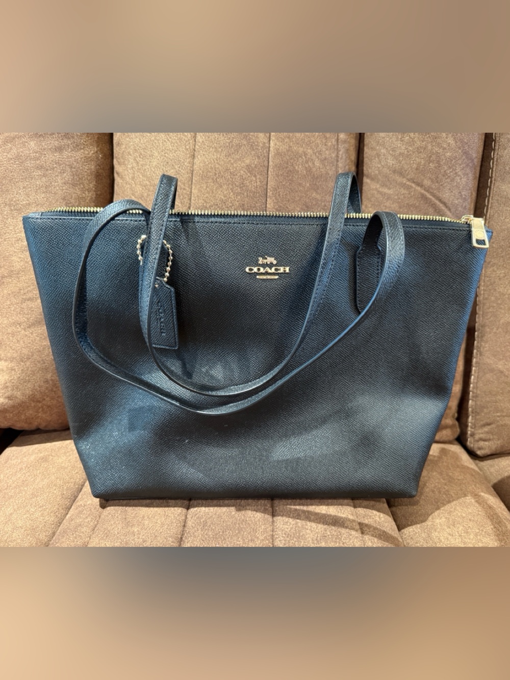 Coach Black Leather Zip-Top Tote